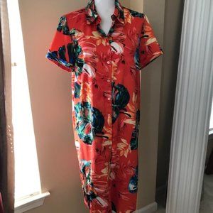 ORANGE TROPICAL PRINT DRESS